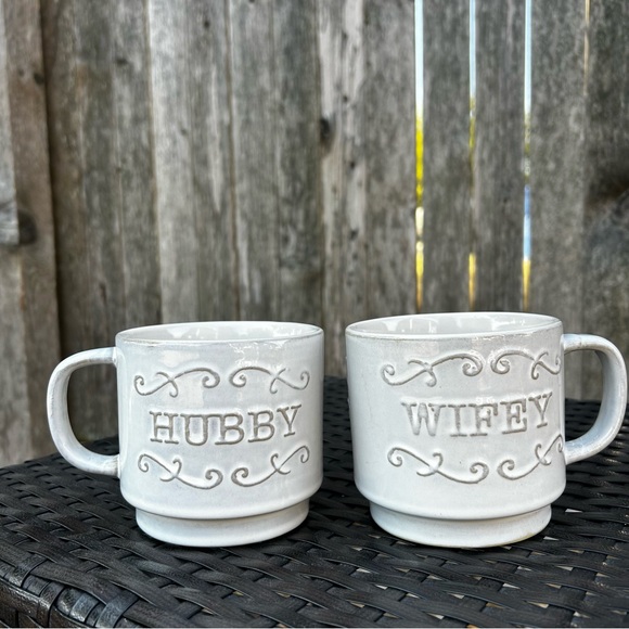 Sheffield Home White Ceramic Hubby and Wifey Mugs - Picture 1 of 8
